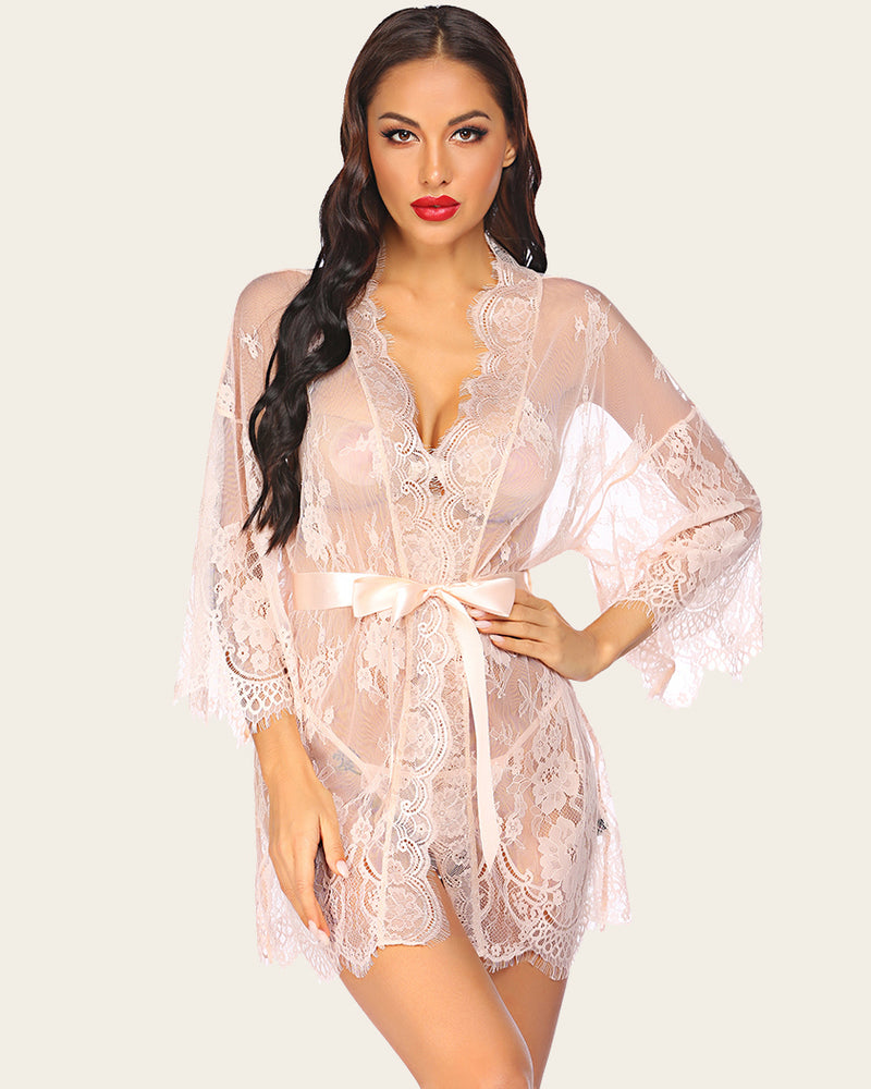 Lace Kimono Mesh Robe