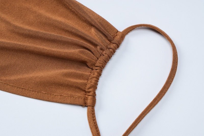 American spring new long dress backless lace-up chest wrap dress