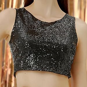 Casual Beaded Sequined Casual Zipper Tank Tight Vest