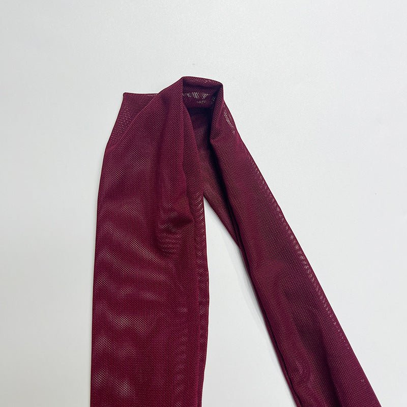 European women's halter neck slim stitching exposed backpack bodycon dress