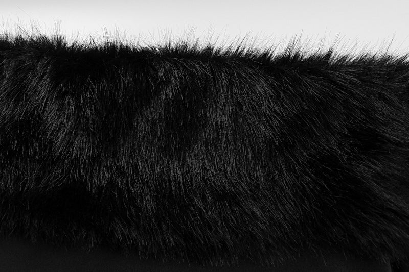 Fur collar one-shoulder long-sleeved slim evening dress