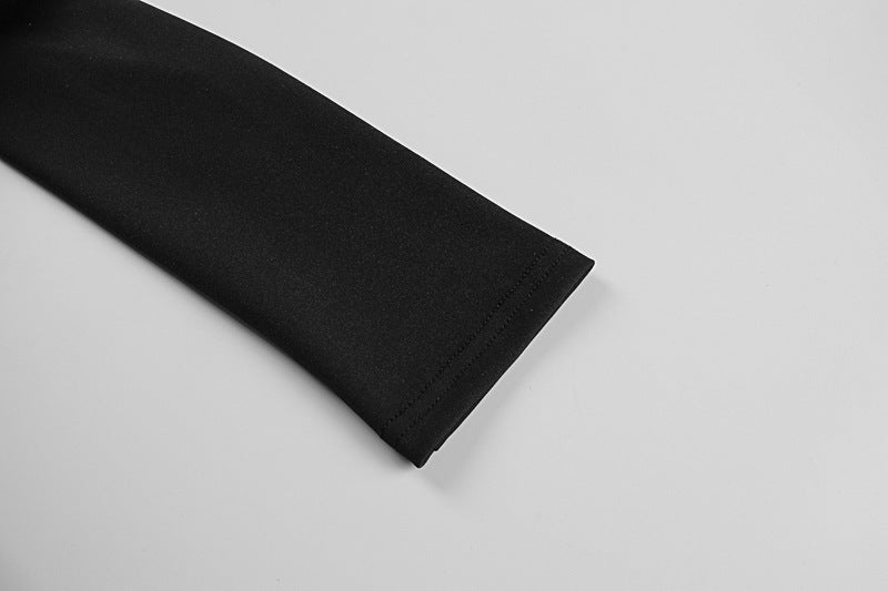 Fur collar one-shoulder long-sleeved slim evening dress