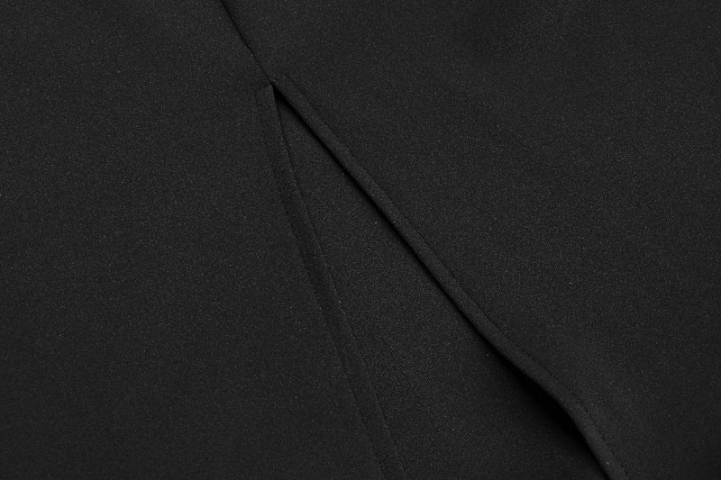 Fur collar one-shoulder long-sleeved slim evening dress