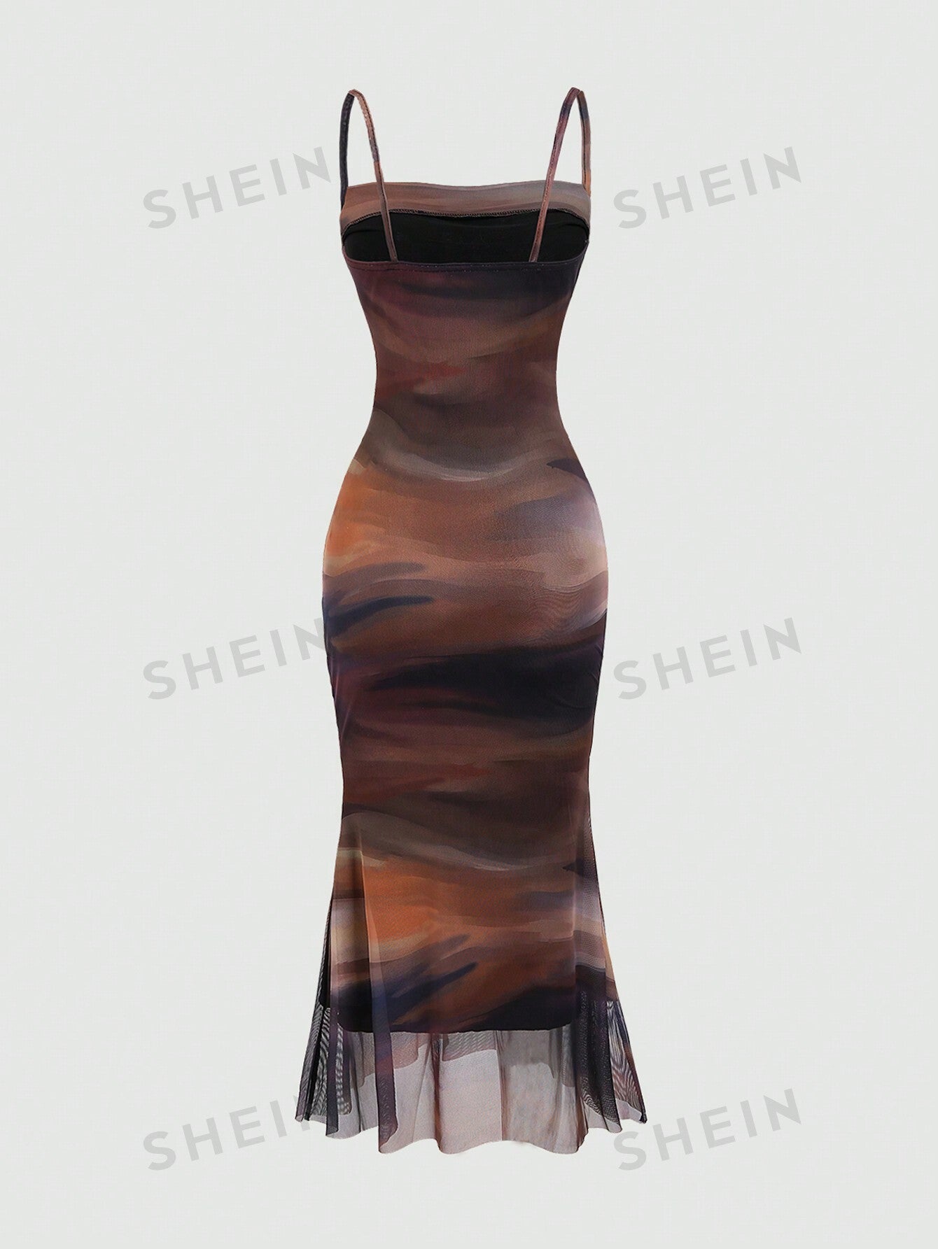 MOD Summer Tie Dye Ombre Mesh Pleated Empire Waist Mermaid Hem Cami Dress