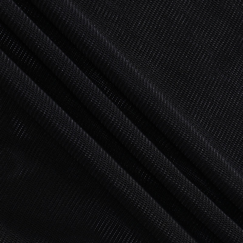 Spring new style pure color mesh long sleeve slit short dress