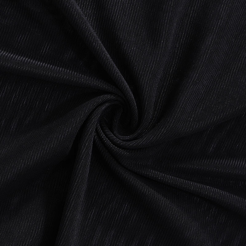 Spring new style pure color mesh long sleeve slit short dress