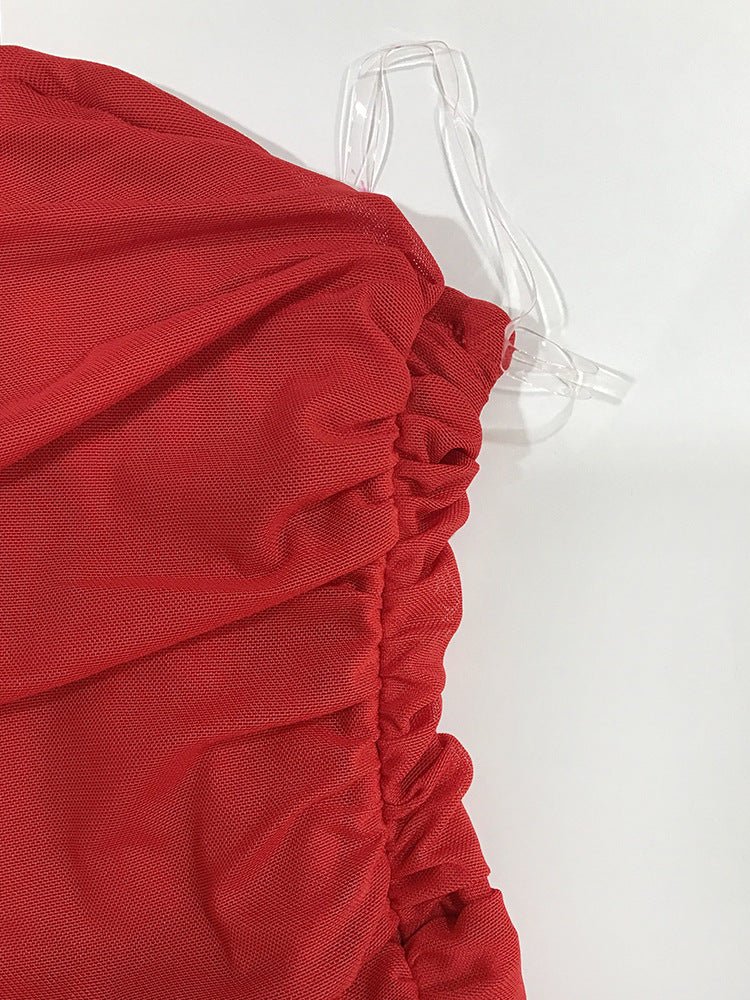 Women's evening dress banquet exclusive tube top pleated slim fishbone waist dress