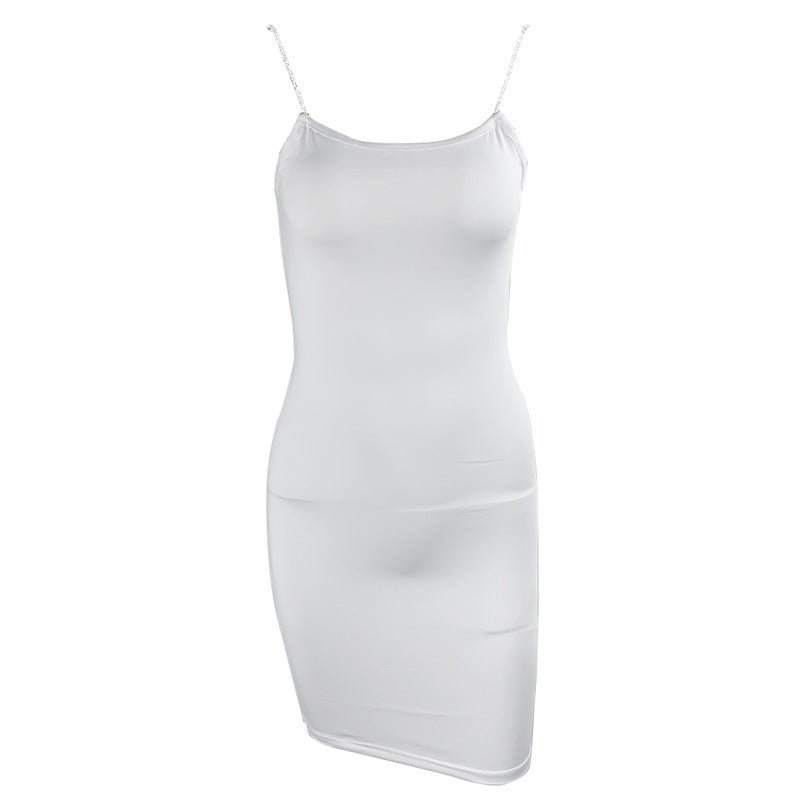 Women's Slim Sxy Suspender Dress Diamond Chain Bodycon Dress