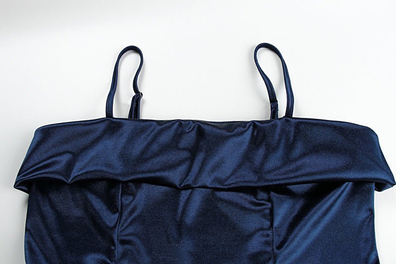 2025 summer new style sea blue deep noble and elegant sleeveless backless tube top dress