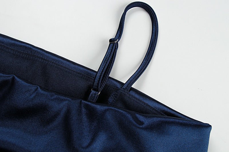 2025 summer new style sea blue deep noble and elegant sleeveless backless tube top dress