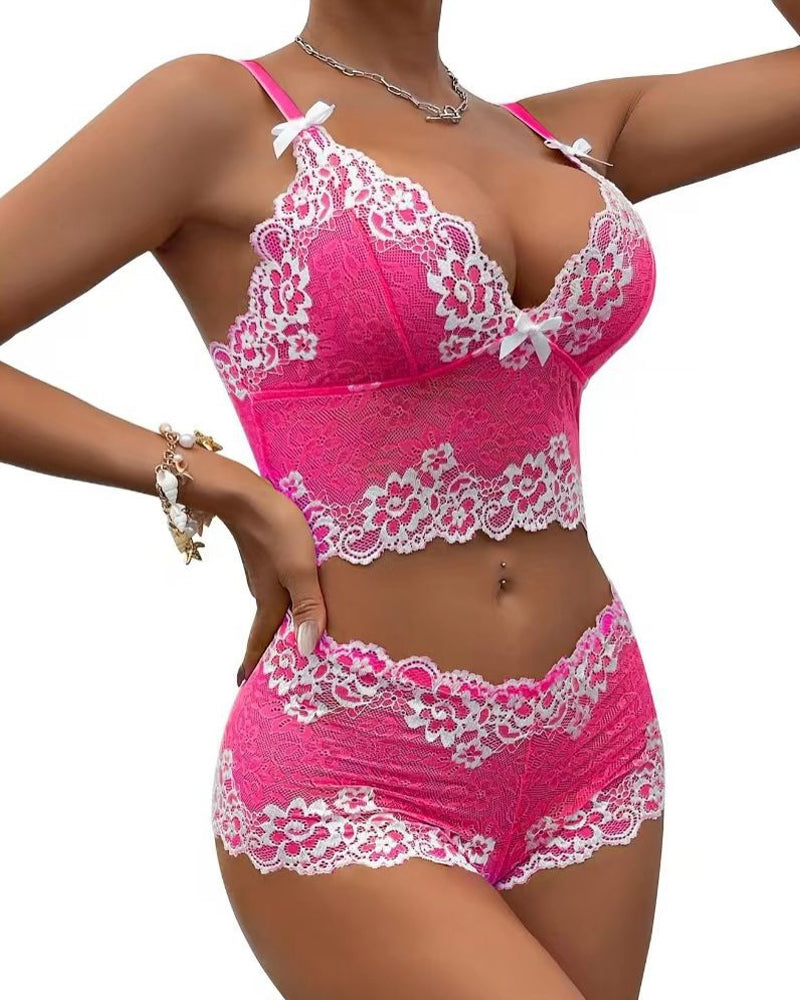 Sexy Lace Colorblock Underwear Set