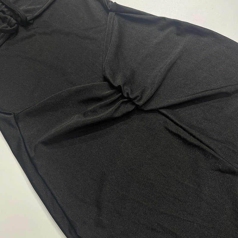 American spring new long dress backless lace-up chest wrap dress