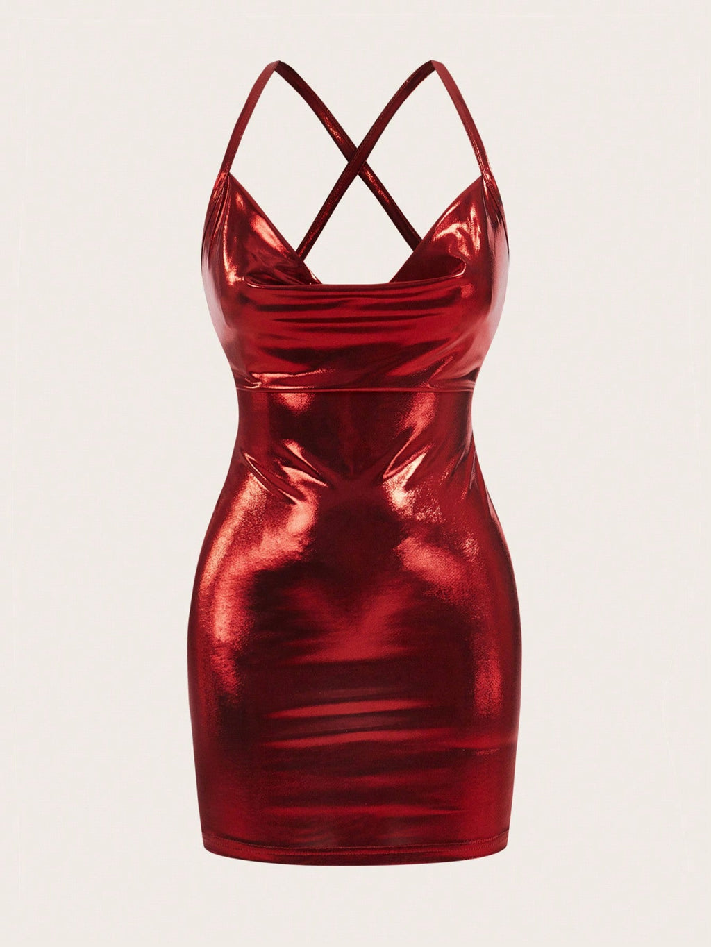 ICON Concert Outfits Ladies' Draped Neck Bodycon Mini Slip Dress With Shoulder Strap