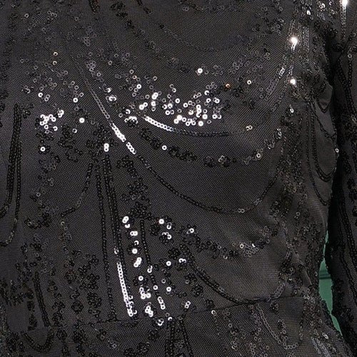 Long-sleeved temperament round neck sxy slim long sequined banquet evening dress bridesmaid dress