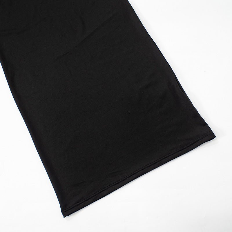 Mesh splicing finger sleeve long sleeve high collar slim bodycon long dress