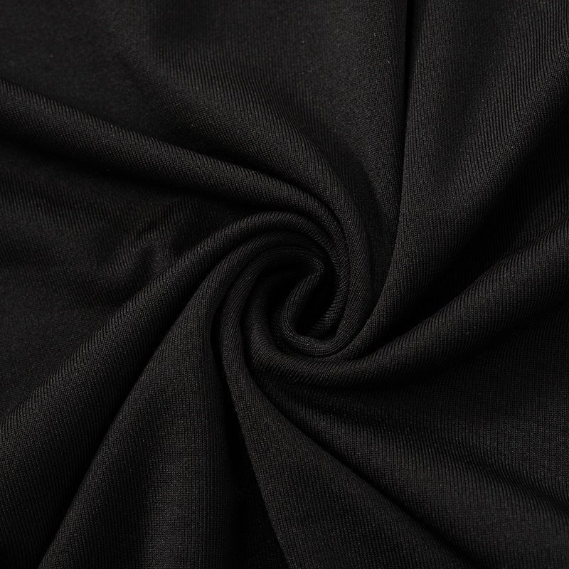 Mesh splicing finger sleeve long sleeve high collar slim bodycon long dress