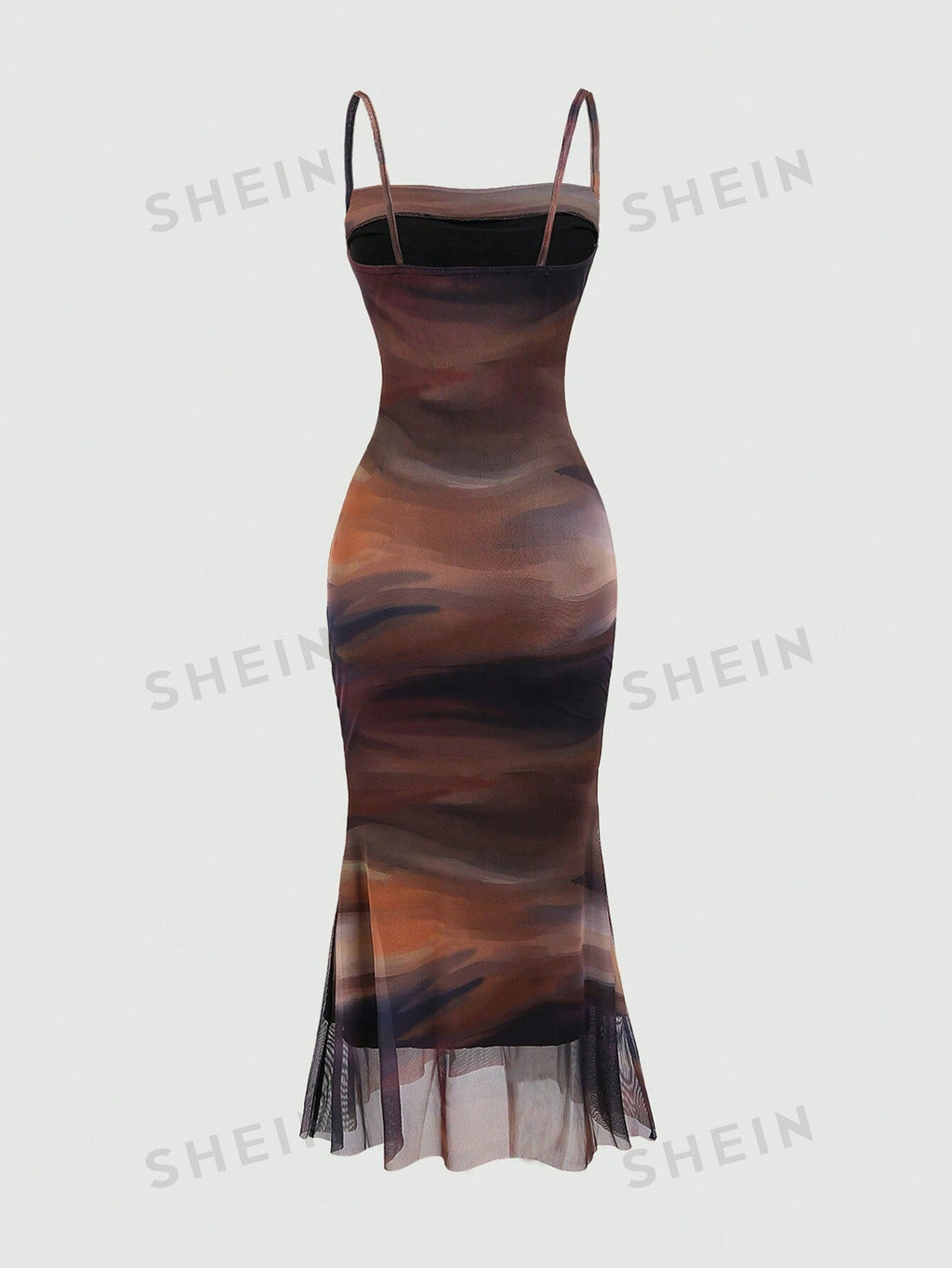 MOD Summer Tie Dye Ombre Mesh Pleated Empire Waist Mermaid Hem Cami Dress