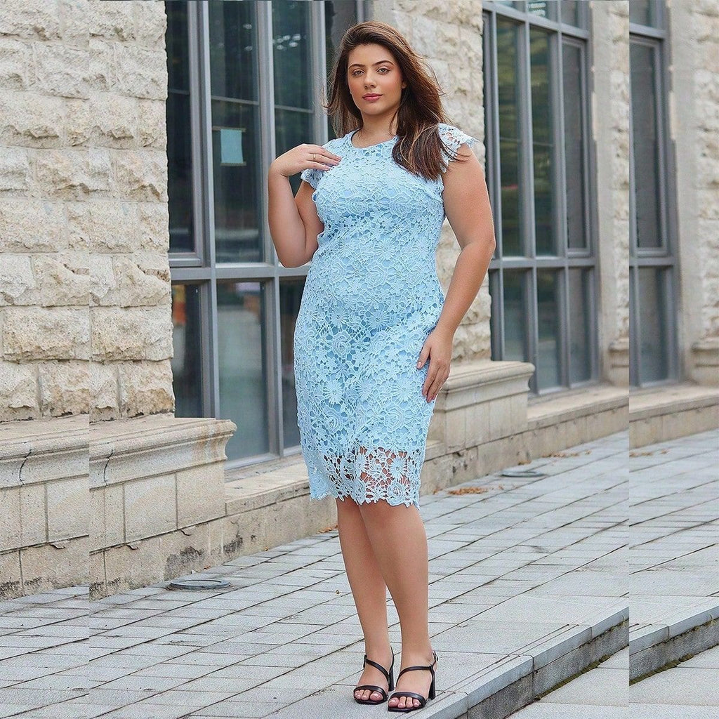 Pencil skirt sexy slim water volume lace hip bodycon dress