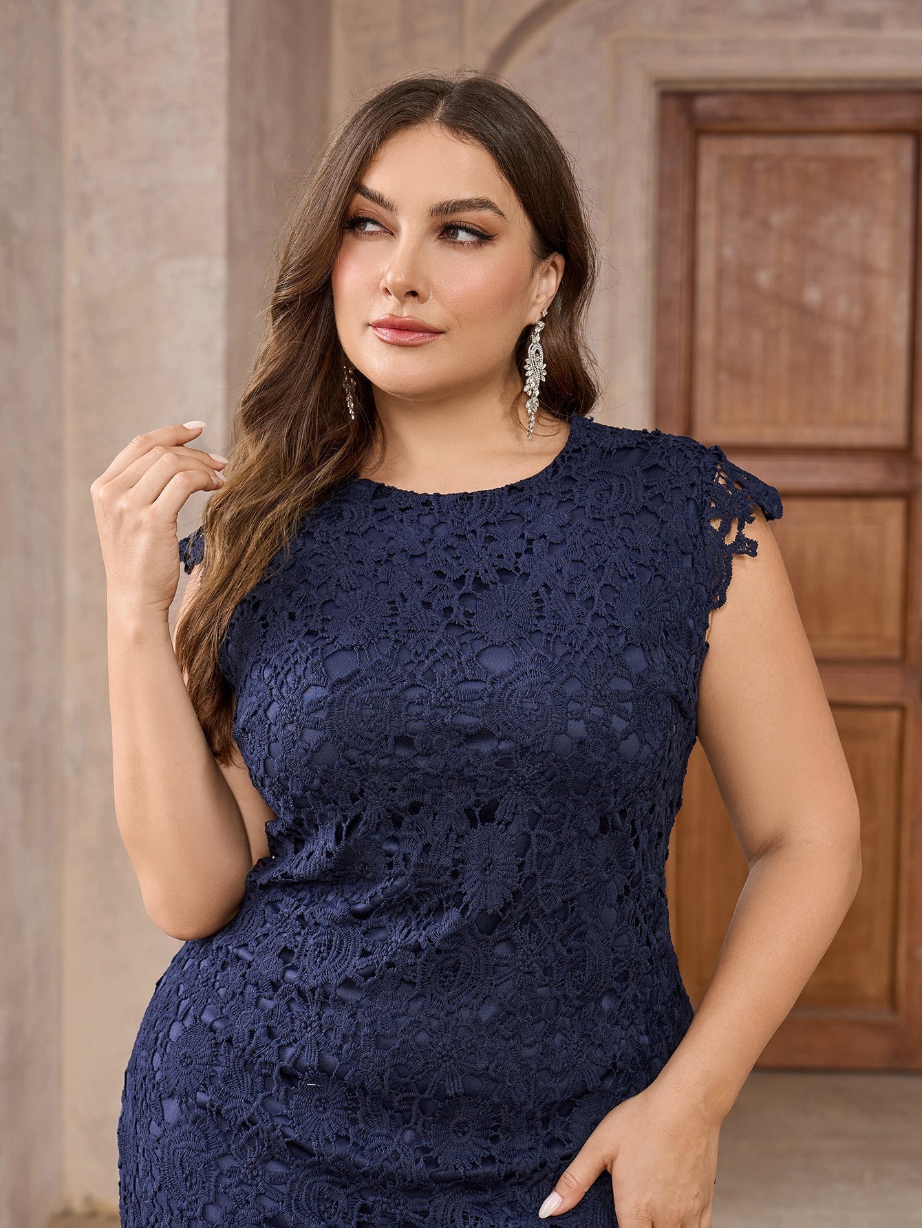 Pencil skirt sexy slim water volume lace hip bodycon dress