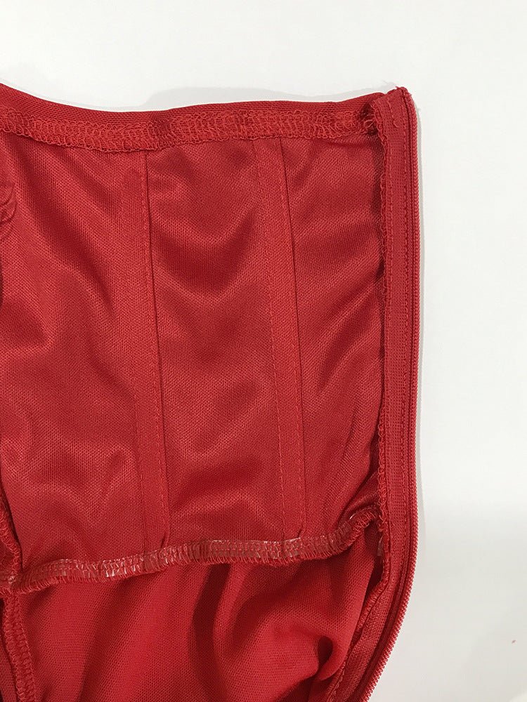 Women's evening dress banquet exclusive tube top pleated slim fishbone waist dress