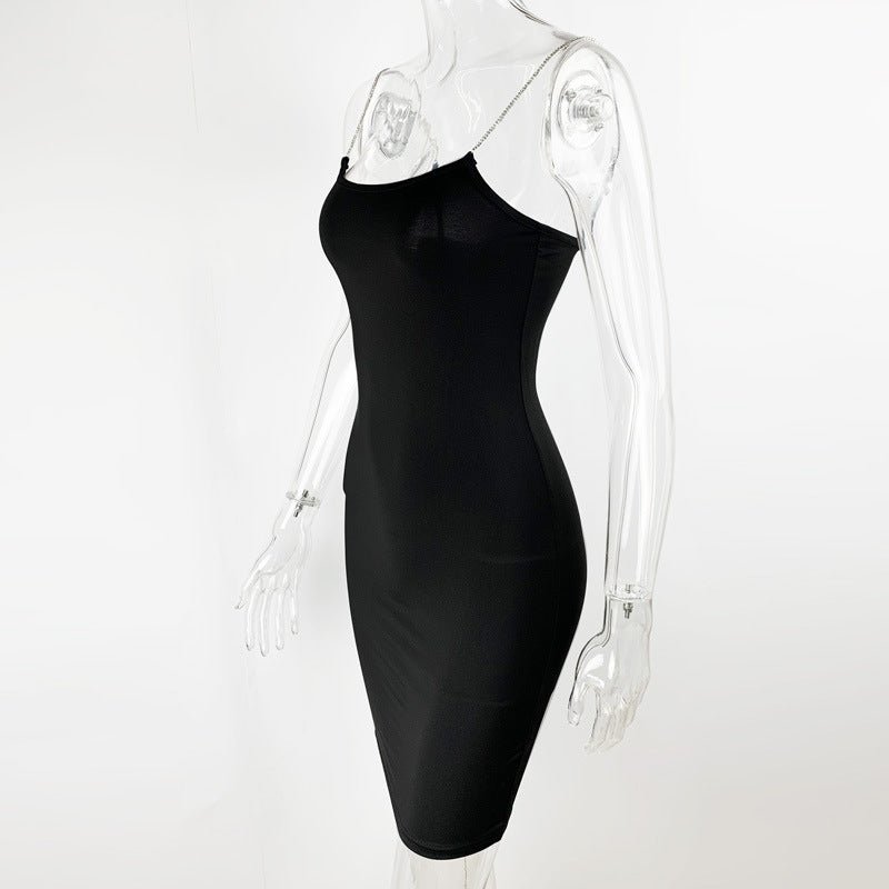 Women's Slim Sxy Suspender Dress Diamond Chain Bodycon Dress