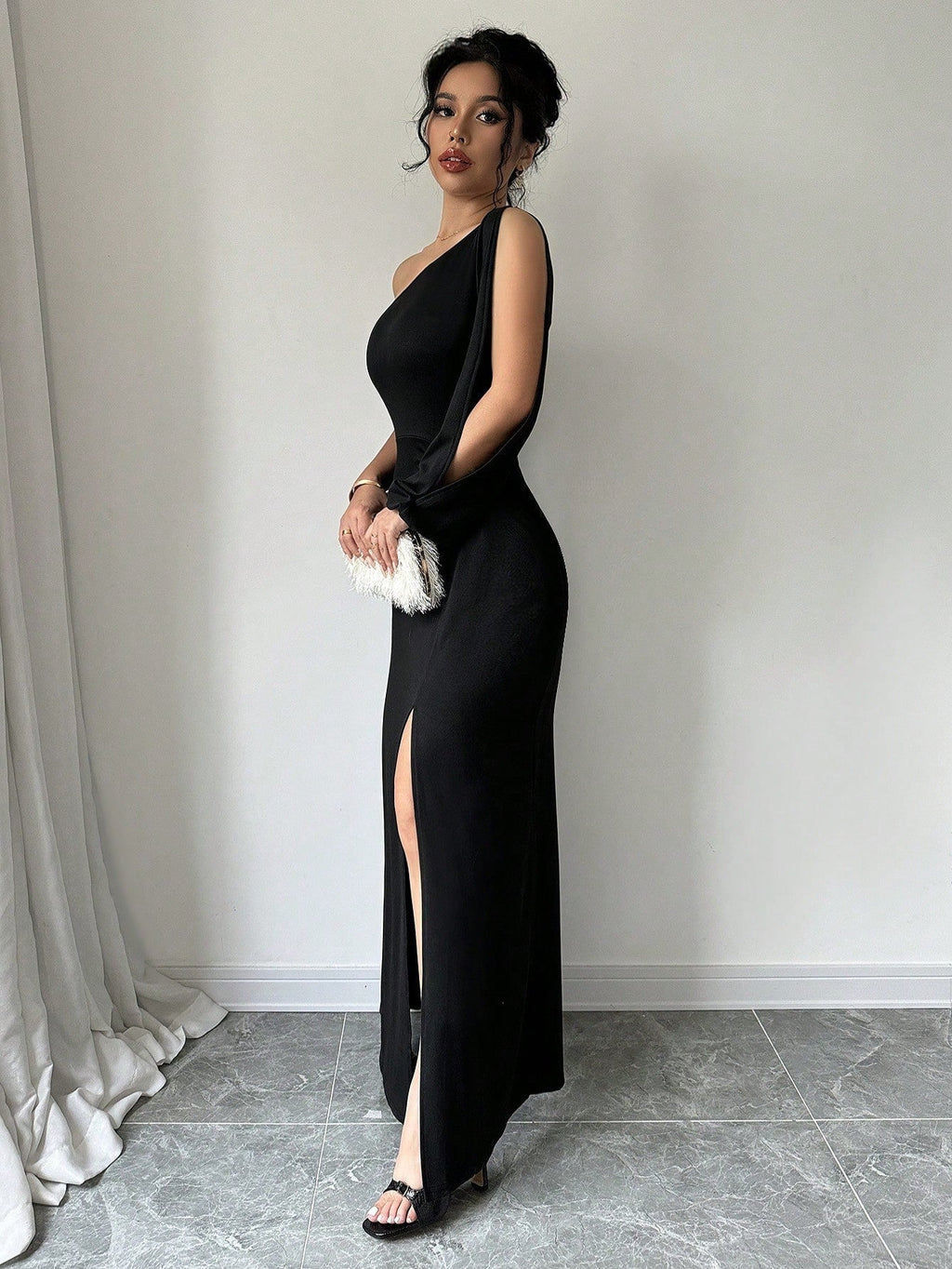 Women's Solid Color Simple Daily Asymmetrical Neck Dress