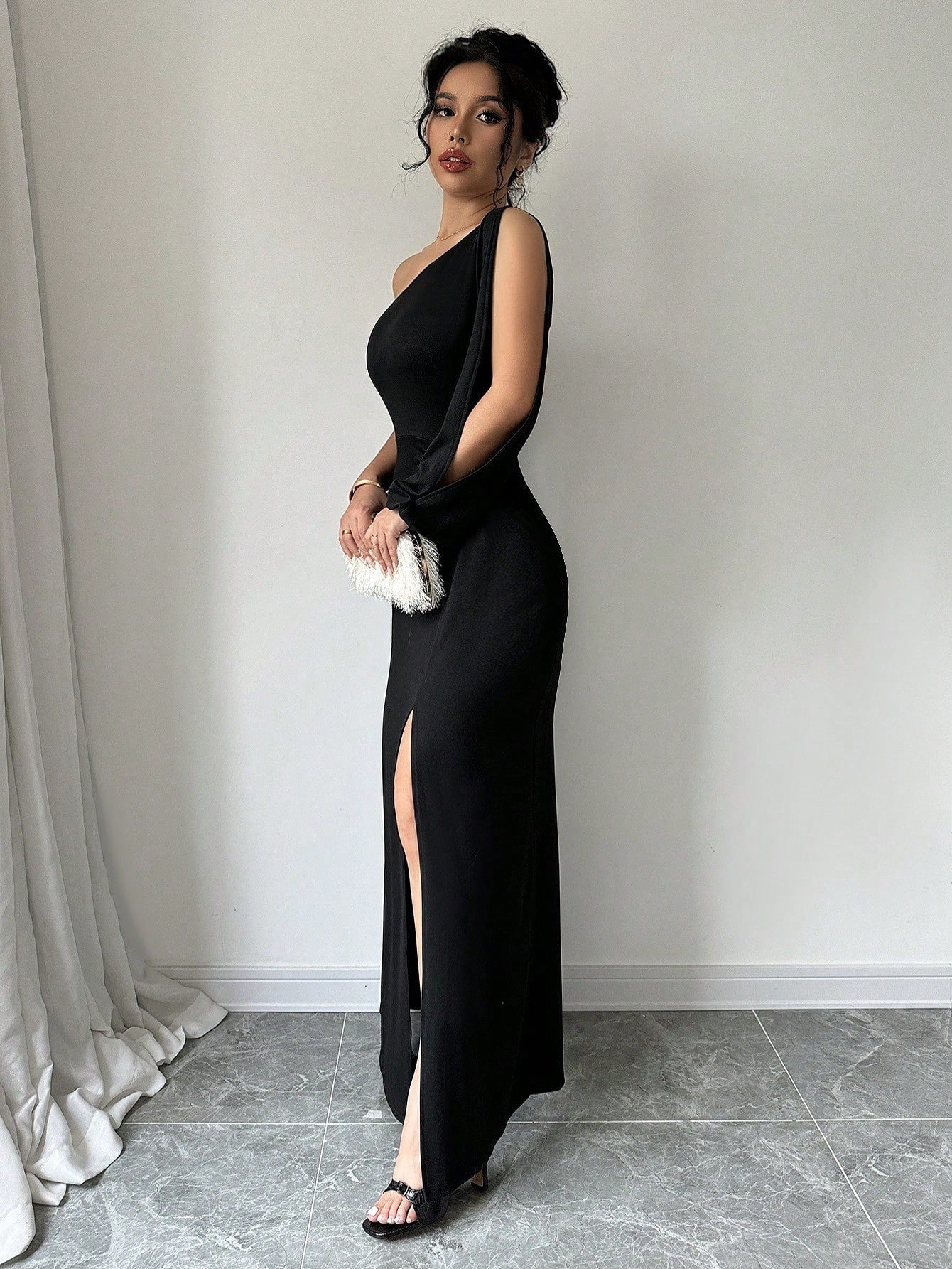 Women's Solid Color Simple Daily Asymmetrical Neck Dress