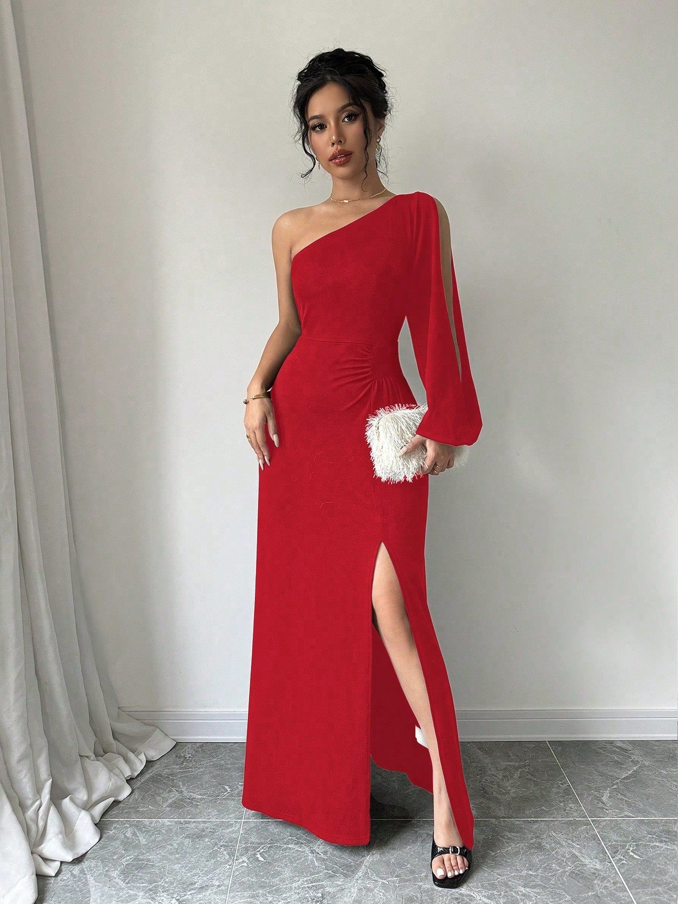 Women's Solid Color Simple Daily Asymmetrical Neck Dress