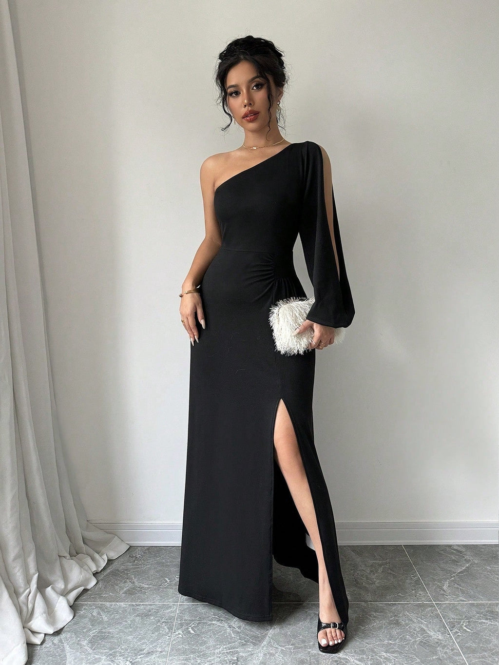 Women's Solid Color Simple Daily Asymmetrical Neck Dress