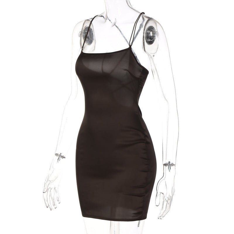 Women's summer new nightclub dress satin one-shoulder sexy backpack bodycon dress